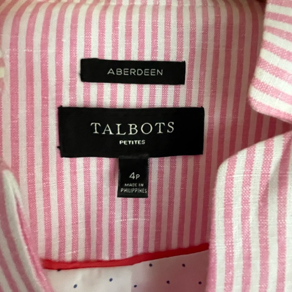 Talbots casual pink striped blazer - lined, patch pockets sz 4P- like new! - Picture 2 of 7